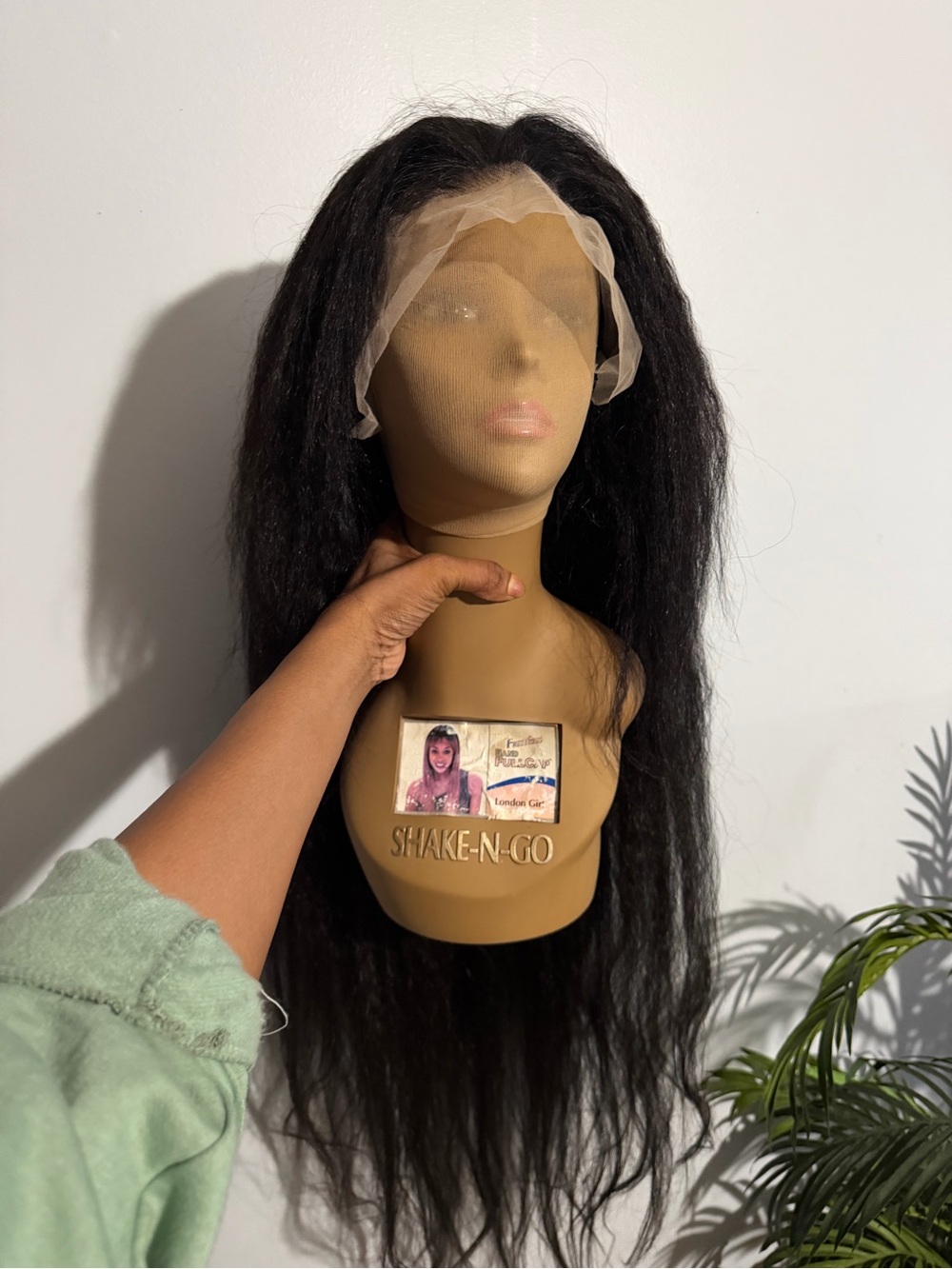 Long Black Lace Front Wig – Kinky Straight Texture.